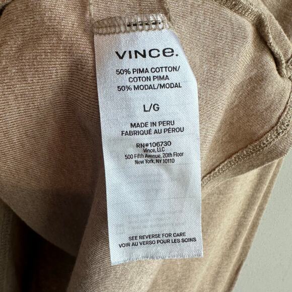 Vince Long Sleeve Drop Shoulder Pullover Knit Blouse Camel Tank L - Picture 6 of 9
